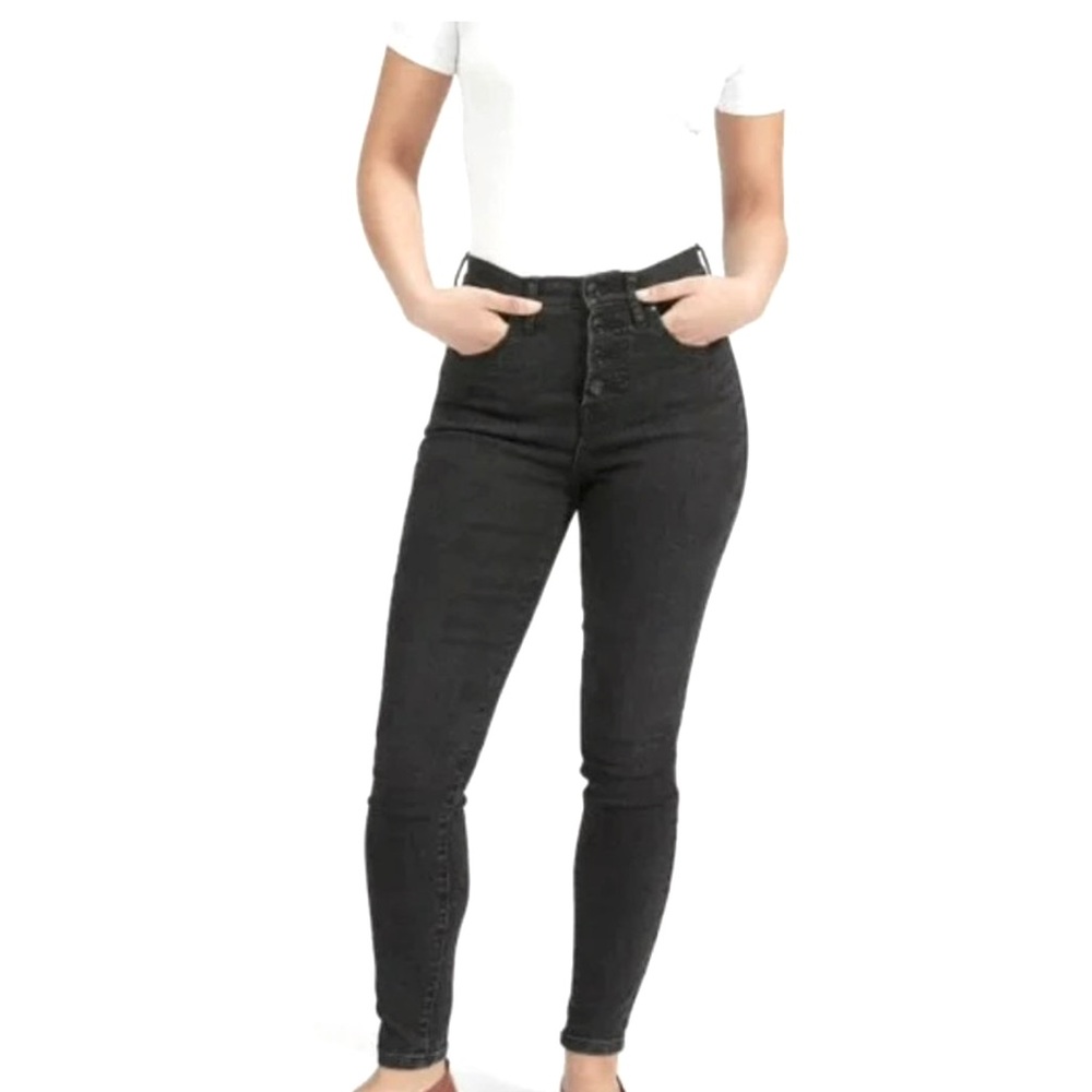 Everlane Washed Black Button Fly High Rise Skinny Jeans